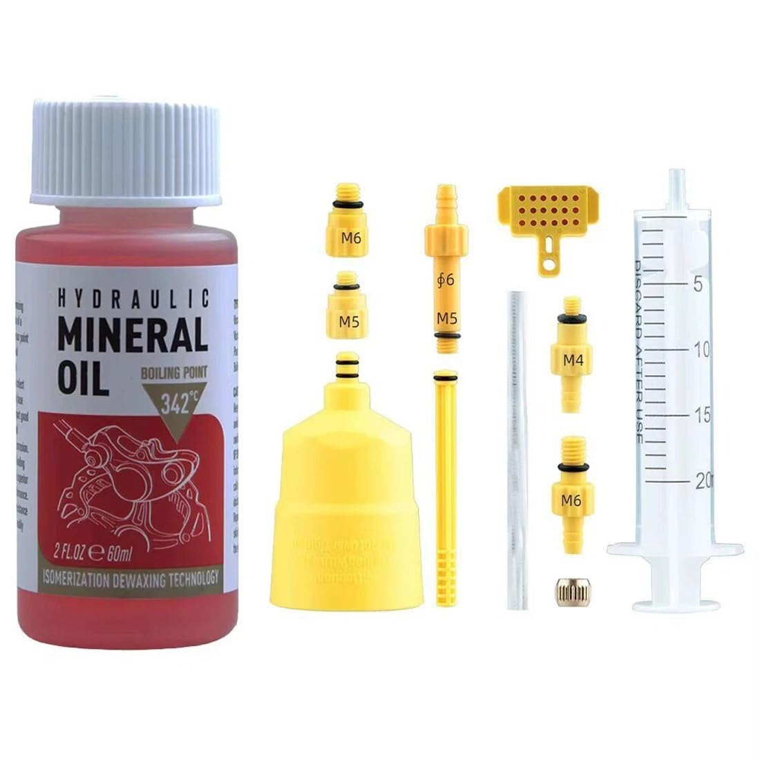 FiTspi Brake Bleed Kit with Mineral, Bicycle Brake Fluid, 60ml Hydraulic Disc MTB Bike Brake Bleeding kit, Hyaraulic Disc Brake Repair Tools for Shimano,TEKTRO, MAGURA