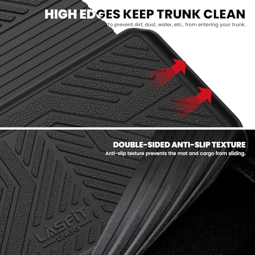 Image of LASFIT Trunk Mat with Backrest Mat for GMC Acadia 2017-2023 | All Weather TPE Custom Fit, Edge to Edge Coverage, High Edge, 3D Scanning Technology, Easy to Wash