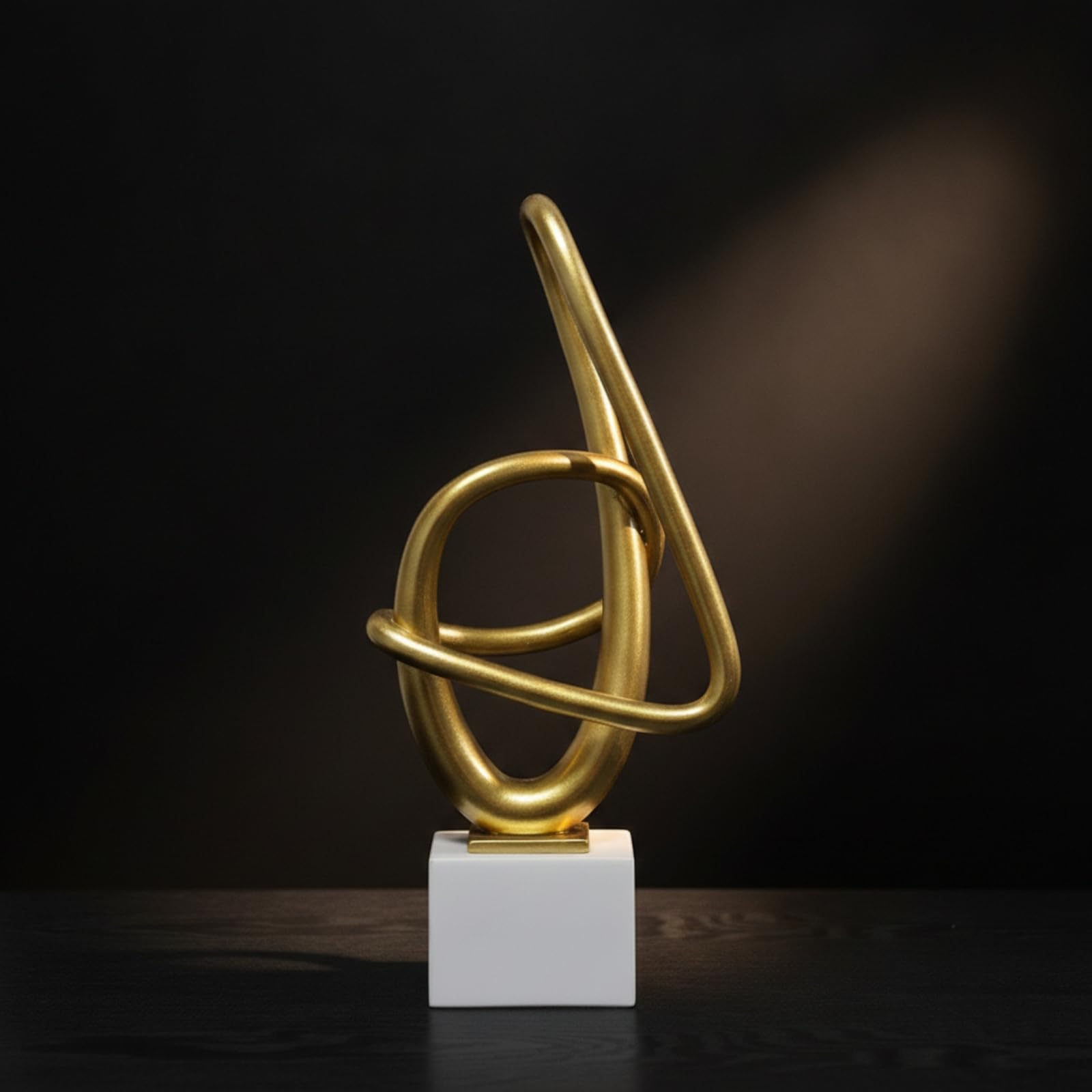 Baoblaze Escultura Moderna Decoración Estatua Adorno Figura con Forma de Bucle Entretejido en Resina sobre Pedestal Aportando Elegancia Adecuada para Recibidores Salones Despachos Hoteles