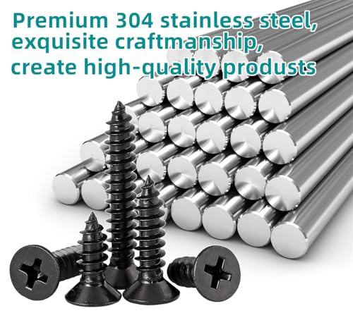 EBAIJQUO M4x10mm Phillips Flat Head Wood Screws Black Xylan Coated 304 Stainless Steel Self-Tapping Screws Full Thread for Wood/Sheet-Metal/Plasterboard(100pcs) - Image 4