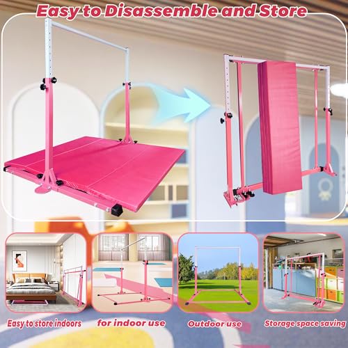 PreGymnastic Sturdy Gymnastics Bar for Training-No Wobble Gymnastic Bar for Kids Ages 3-12 Years, Weight Limit 300 lbs, Gymnastic Kip Bar, Gymnastic horizontal bars for Boys and Girls at Home or Gym - Thumbnail 6