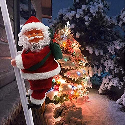 Electric Climbing Santa - Limited Edition, Climbing Santa Claus On Ladder with Lights, Novelties Christmas Creative Decoration Plush Electric Climbing Santa On Ladder, Christmas Tree Ornament Decors