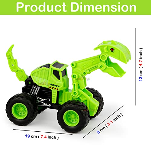 Image of Zest 4 Toyz Friction Powered Toys for Kids Dinosaur Engineering Vehicle Animal Figure Playset Birthday Gift for Boys Girls Toddlers (Pack of 2) Multi Color