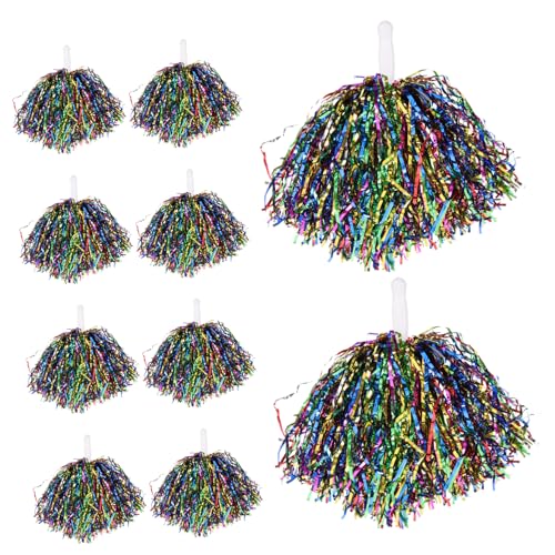 HOLIDYOYO 10Pcs Cheerleading Pom Poms Durable Portable Props for Sports Events Competitions Dance Performances Lightweight Handheld Spirit Accessories