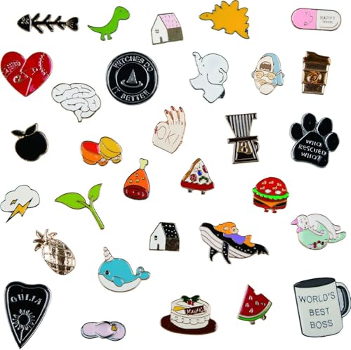 Mixed Enamel Lapel Brooch Pin Set 50 Pieces | Decoration for Backpack, Hat and Jacket | Birthday Christma Holiday Gift for Friends, Children, Families (Mystery Style) - Thumbnail 7