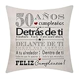 50 cumpleaños Regalo para las mujeres Hombres Fundas de cojín para 50 años 50 cumpleaños feliz cumpleaños Inspirational cumpleaños Funda de cojín para la esposa Marido Mamá Papá Amigos Tío Colegas(50)