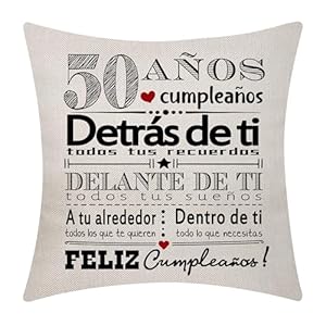 50 cumpleaños Regalo para las mujeres Hombres Fundas de cojín para 50 años 50 cumpleaños feliz cumpleaños Inspirational cumpleaños Funda de cojín para la esposa Marido Mamá Papá Amigos Tío Colegas(50)