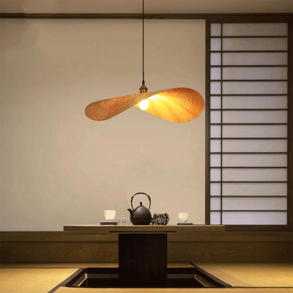 Lustre en rotin tissé à la main, suspension boho chic haut de gamme pour salon