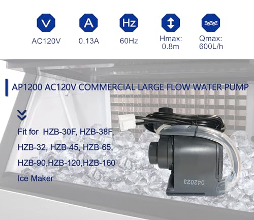 AP1200 AC120V Commercial Large Flow Water Pump Compatible with HZB-30F,HZB-38F,HZB-32,HZB-45,HZB-65,HZB-90,HZB-120,HZB-160 Ice Maker,Small-sized... - Image 5