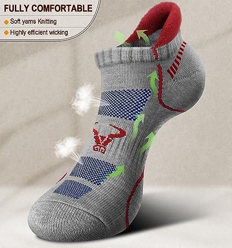 Image of BULLIANT Men Running Ankle Socks 6Pack-Cushioned Support-Low Cut No Show | Fully Terry Sole | Arch Support | Seamless Toe Closure | Moisture-Wicking Breathable Mesh | Reinforced Heel&Toe