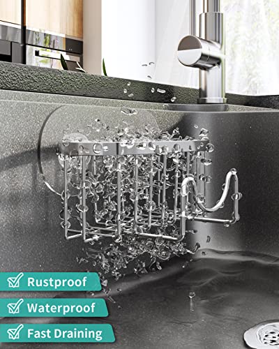 HapiRm Sponge Holder for Kitchen Sink M-Shaped Kitchen Sink Caddy, Stainless Steel Sponge Holder no Drilling - Image 3