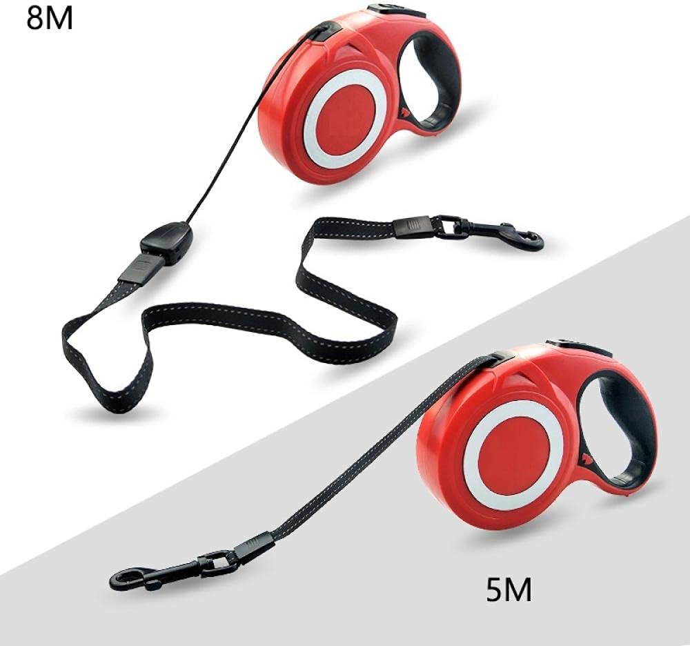 Dog Retractable Leash Lead Red 8M 5M Retractable Big Dog Leash Reflective Nylon Walking Dog Leashes Rope Leads for Medium Large Dogs 8M