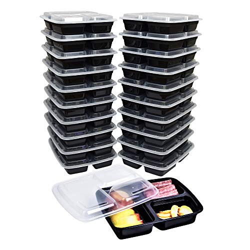 3 Compartment Meal Prep Containers With Lids Food Storage Bpa Free Pack Of 20 #TOP19