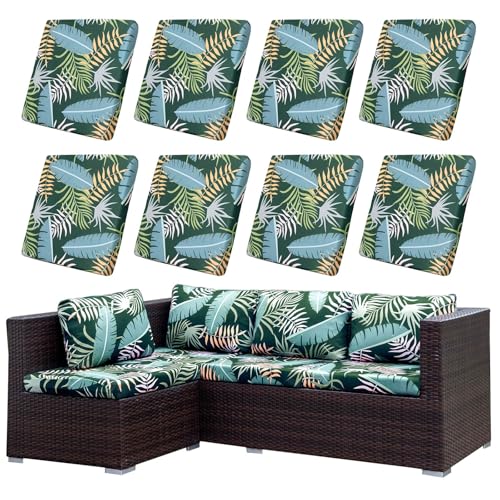 Lot de 8 housses de coussin de canapé d'extérieur extensibles pour coussins de meubles de terrasse, housses de canapé souples, housses de siège flexibles et...