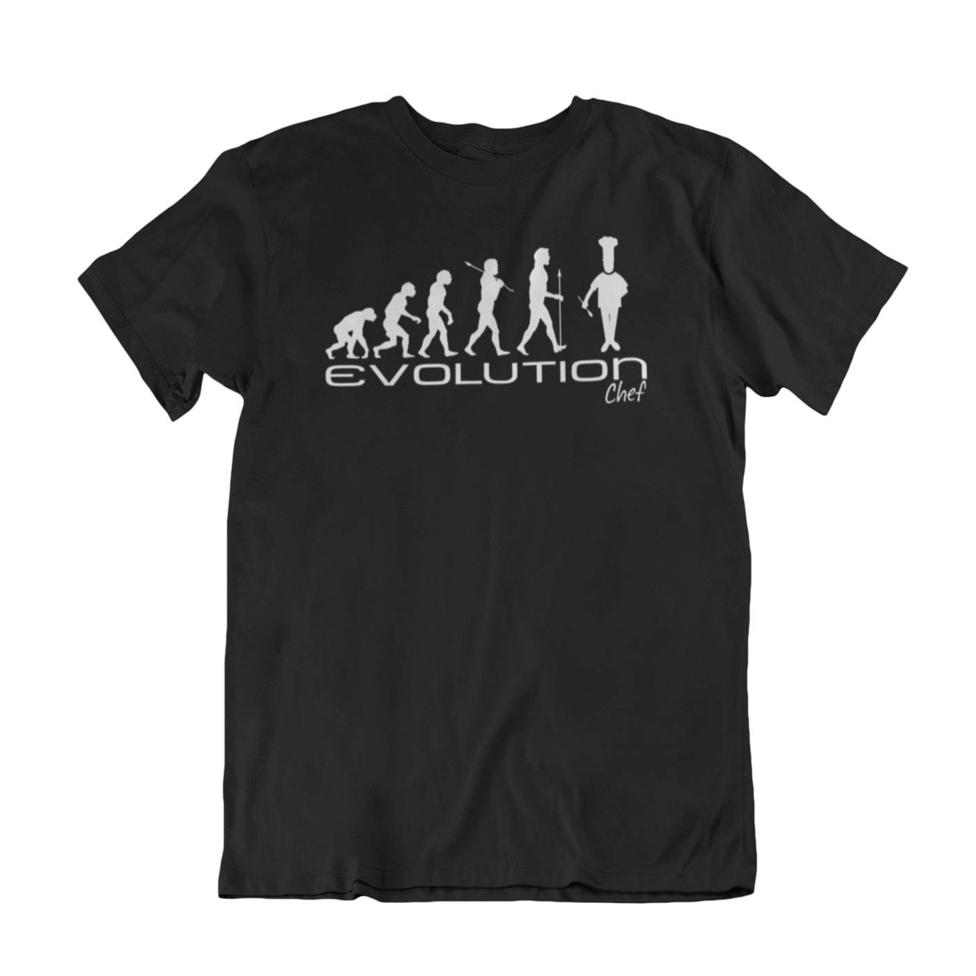 Jonny Cotton Men's Black Evolution Of A Chef - Cooking Occupation Novelty T-Shirt (X-Large, )