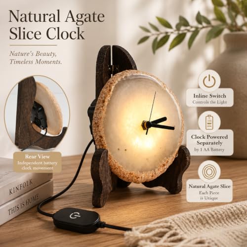 Reloj de mesa de ágata natural, el regalo de inauguración ideal 3