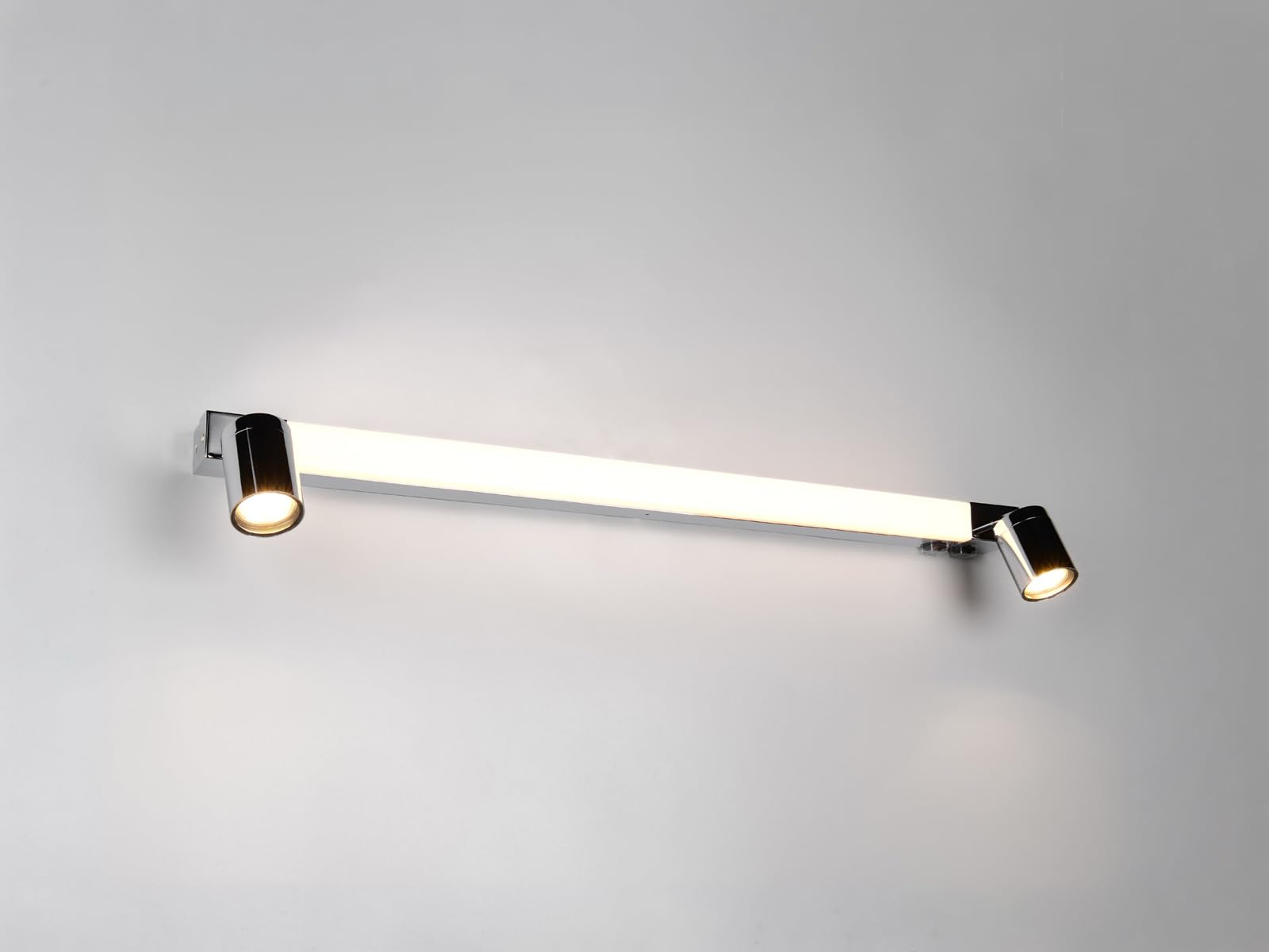 meineWunschleuchte Lámpara de espejo de baño con 2 focos e interruptor, plata cromada, 90 cm de ancho