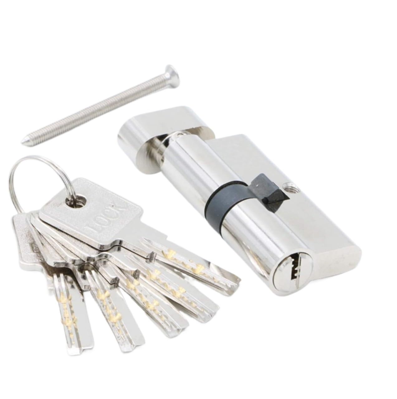 Euro Cylinder Lock,Thumb Turn Door Lock Core,50 60 70 80 90 100mm Security Copper Door Lock Cylinder Interior Bedroom Living Lock Handle Brass Key Locking Door Barrel Lock(40/40T)