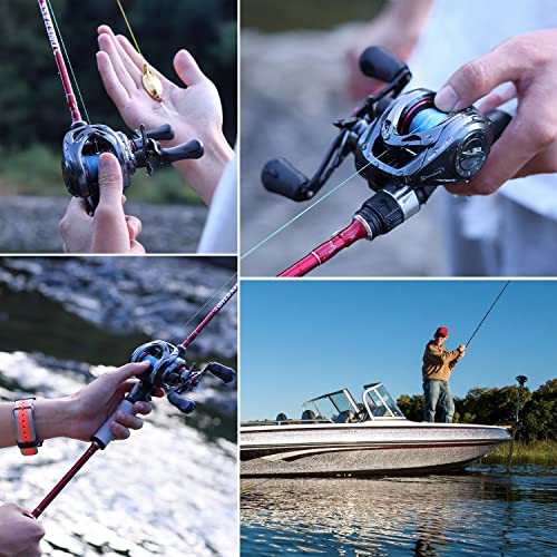Image of Sougayilang Baitcasting Fishing Reel, 8:1 High Speed Gear Ratio Super Smooth and Powerful Low Profile Baitcaster Reel with Maganic Brake System for Freshwater,Saltwater Best Gifts