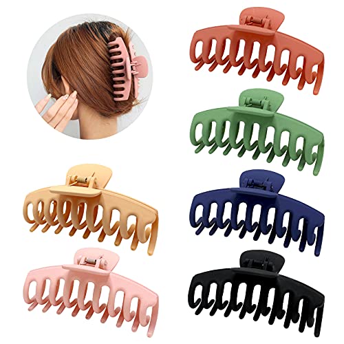 6 Pack Big Hair Claw Clips for Thick Hair Large Claw Hair Clips for Women and Girls, Strong Hold Nonslip Hair Clips for Thick Hair
