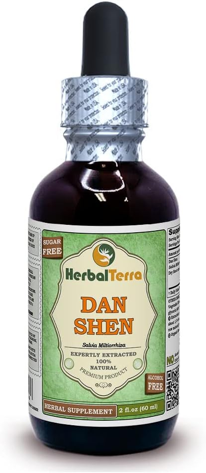 Dan Shen, Salvia (Salvia Miltiorrhiza) Glycerite, Dried Root Powder Alcohol-Free Liquid Extract 2 oz