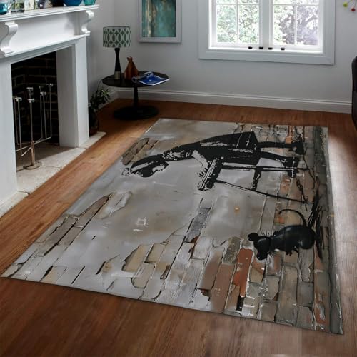 Tapis surface à graffiti lavable style rétro mignon