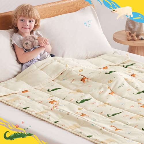 anfie Weighted Blanket Kids (40"x60" 5lbs), Weighted Blanket Cooling Blanket for Sleeping,Throw Size Breathable Blanket with Premium Glass Bead(Beige Animal)