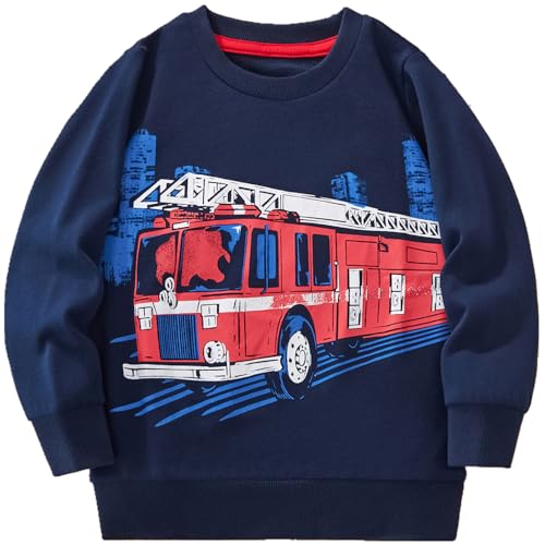 Toddler Boys Sweatshirts Dinosaur Long Sleeve Pullover Crewneck Shirts Cartoon Tee Sport Tops for Kids 1-8T