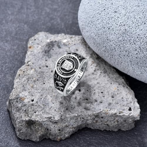 Personalied Mens Class Rings 10k/14k/18k/Sterling Silver High School College Class Ring Customized Pattern Class Of 2025 2026 Ring Graduation Gift for Men(With Gift Box)4