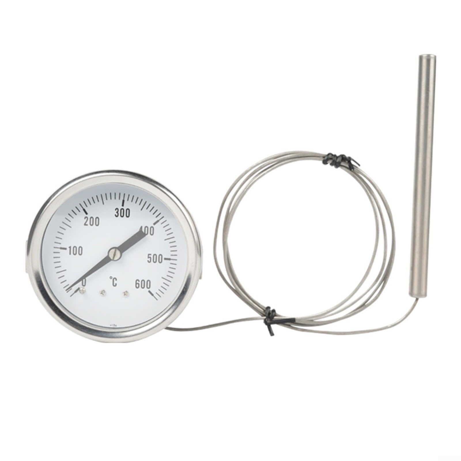ZYNCUE Termometro industriale in acciaio inox 0°C-600°C con sonda da 1 m per forni, caldaie e camini, manometro antiruggine