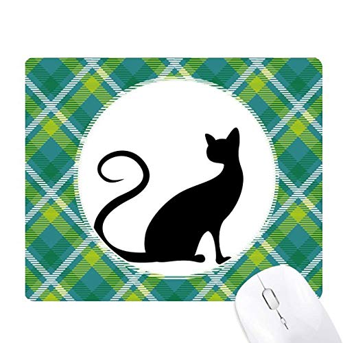 Tapis de souris chat noir pour bureau gaming et déco réseau grille verte pixel