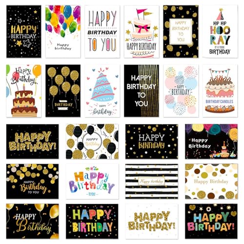 Zyluniy Pack of 24 Birthday Cards with Envelopes and Stickers, Folding Cards Blank Greeting Cards Birthday Greeting Card Set Birthday Card with Envelopes Postcards for Birthday Friends Family Zyluniy Pack of 24 Birthday Cards with Envelopes and Stickers, Folding Cards Blank Greeting Cards Birthday Greeting Card Set Birthday Card with Envelopes Postcards for Birthday Friends Family