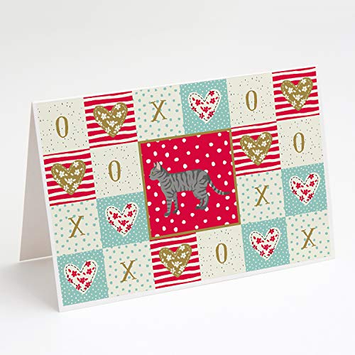 Caroline's Treasures CK5603GCA7P Dragon Li #3 Cat Love Greeting Cards and Envelopes Pack of 8, Red Blank Cards with Envelopes Whimsical A7 Size 5x7 Blank Note Cards