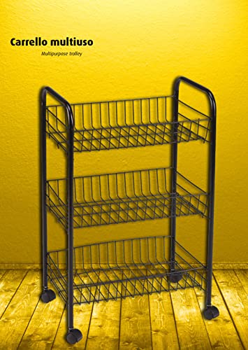 Carrello Da Cucina A 3 Ripiani Nero 40X26X62Cm - 3
