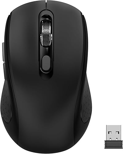 Mouse inalámbrico con botones laterales para laptop, PC, Chromebook, Mac, MacBook, mouse silencioso con receptor USB nano, 100016002400 DPI, rodillo