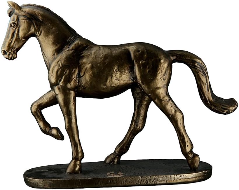 GILDE Decorative Animal Figurine Sculpture Horse Horse Statue Collectable – Made of Resin – Decorative Living Room Display Case Windowsill – Colour: Antique Bronze – Height 22.5 cm
