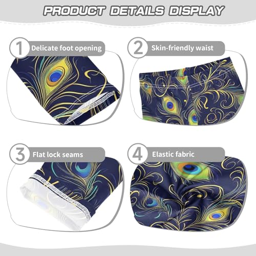 Abstract Peacock Feathers Girls Leggings Soft Stretch Workout Yoga Dance Pants for Kids Casual Tights3