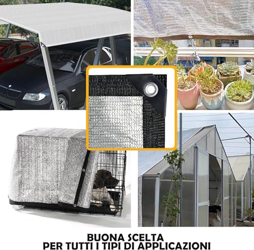 BeGrit 99% Aluminet Reflective Shade Cloth 2m x 1m Aluminum Shade Net UV Protection & Cooling Netting Heat-reflecting Mesh Silver Solar Blocking Fabric for Greenhouse Gardens Patios Shelters Cars - Image 3