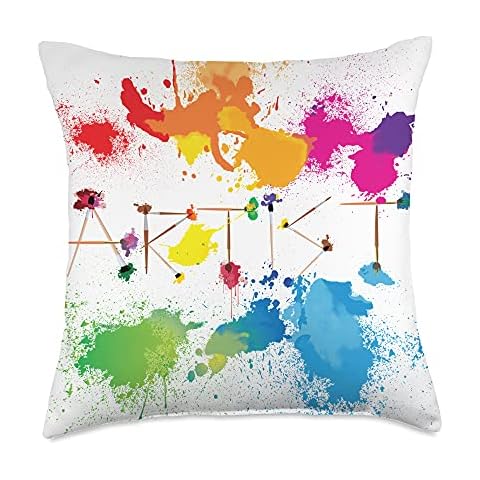 Soft Southern Strokes Artist Messy Painter Art Paint Splatter Drips Throw Pillow, 18x18, Multicolor Cover