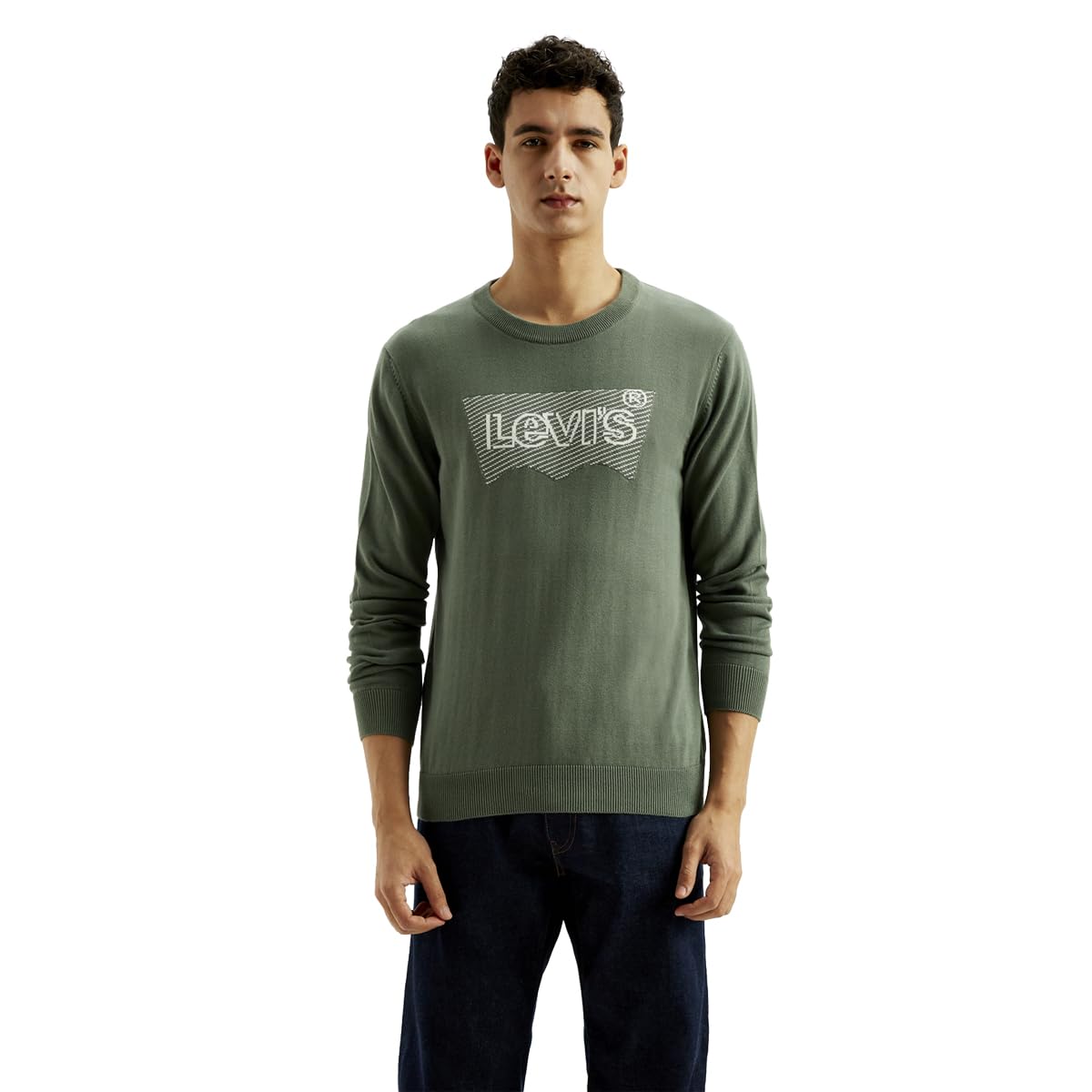 levi's Men's Brand Logo sage Crew Neck Sweater-picture-13