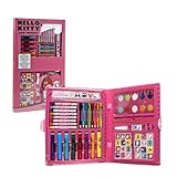 Set Papelería Coloreable Hello Kitty Caja Rotuladores y Accesorios | Kit Creativo Hello Kitty Infantil para Pintar, Decorar y Organizar Material Escolar
