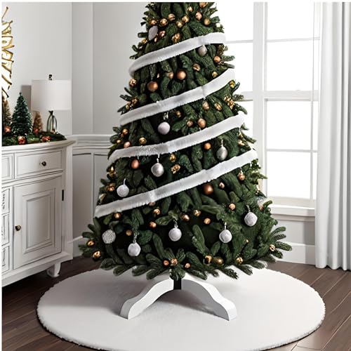 Image of FabricLA Burgundy Faux Fur Tree Skirt Cut - 30-Inches with Rounded Edges (No Backing) for Christmas
