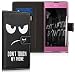 Produktbild kwmobile Sony Xperia XA1 Plus Hülle - Kunstleder Wallet Case für Sony Xperia XA1 Plus mit Kartenfächern und Stand - Don't Touch My Phone Design Weiß Schwarz
