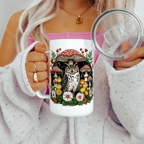 Mug de viaje aislado con diseño búho bosque 18oz miniatura 3