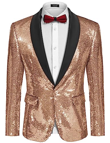 COOFANDY Men's Sequin Blazer Dinner Fashion Tuxedo for Nightclub Prom Party