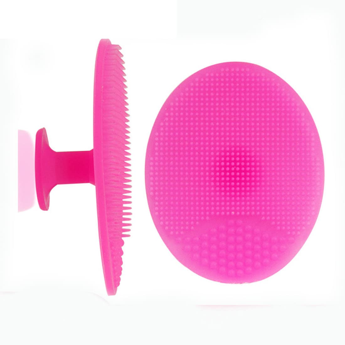 2 Pcs Spazzola Pulizia Viso Silicone Morbido Pennello Pelle Scrubber Exfoliator Massaggiatore Anti-eta' Delicata Skin Care(rosa rossa + verde)