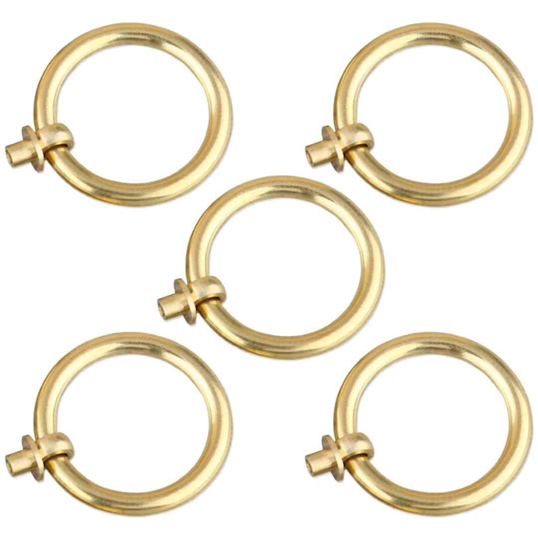 Ydhsikk Brass Drawer Handles, Ring Drawer Knobs Pack Of 5 Bronze And 25-60Mm Diameter(,40Mm Diameter)