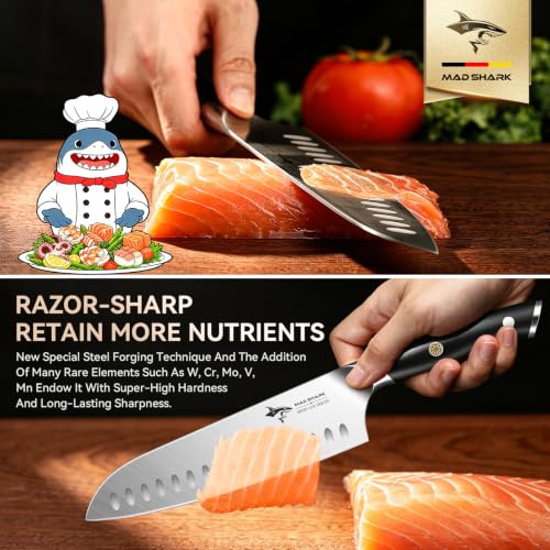 Image of MAD SHARK 8 Inch Santoku Knife, Forged German High-Carbon Stainless Steel