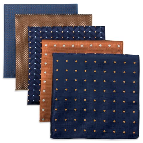 La Mejor Lista de Pañuelos para Hombre Top 5. 48 S&W SHLAX&WING Juego De 5 Pañuelos De Bolsillo Para Hombres 32cm Pañuelos Formales Para Trajes Bodas Esmoquines Colores Y Diseños Variados No.16