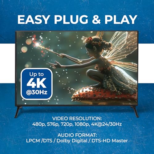 Image of OREI 4K HDMI Splitter 1 in 2 Out - 1X2 HDMI Splitter for Dual Monitors Ultra HD 4K@30Hz with [ 2ft HDMI Cable ], 3D & 1080P Support for Xbox, PS4, Blu-ray, HDT, Will not Extend Display Screen